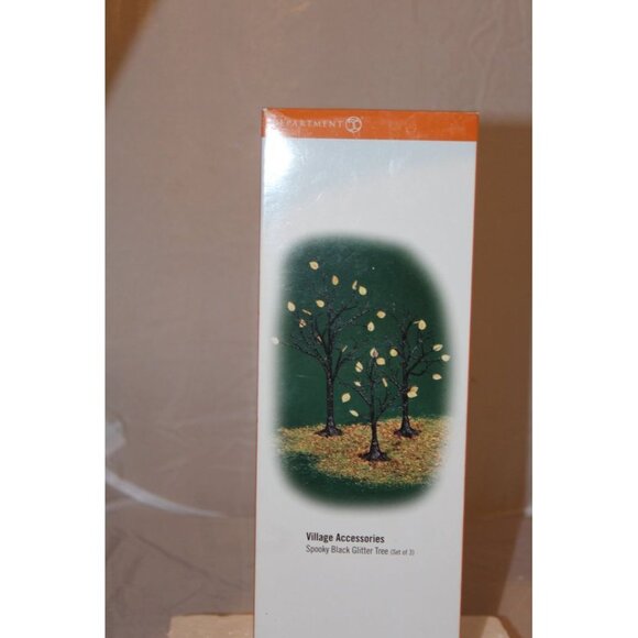 Dept 56 Halloween Village Accessories - Spooky Black Glitter Trees - Picture 1 of 3